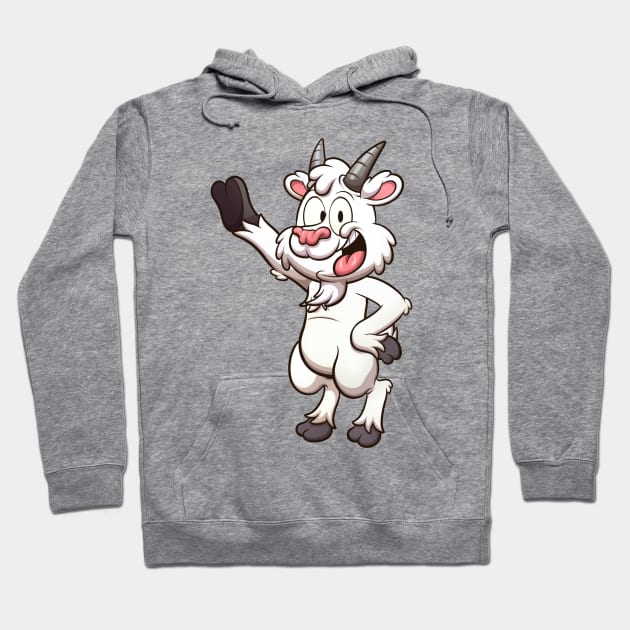 Friendly Smiling Cartoon Goat Hoodie by TheMaskedTooner